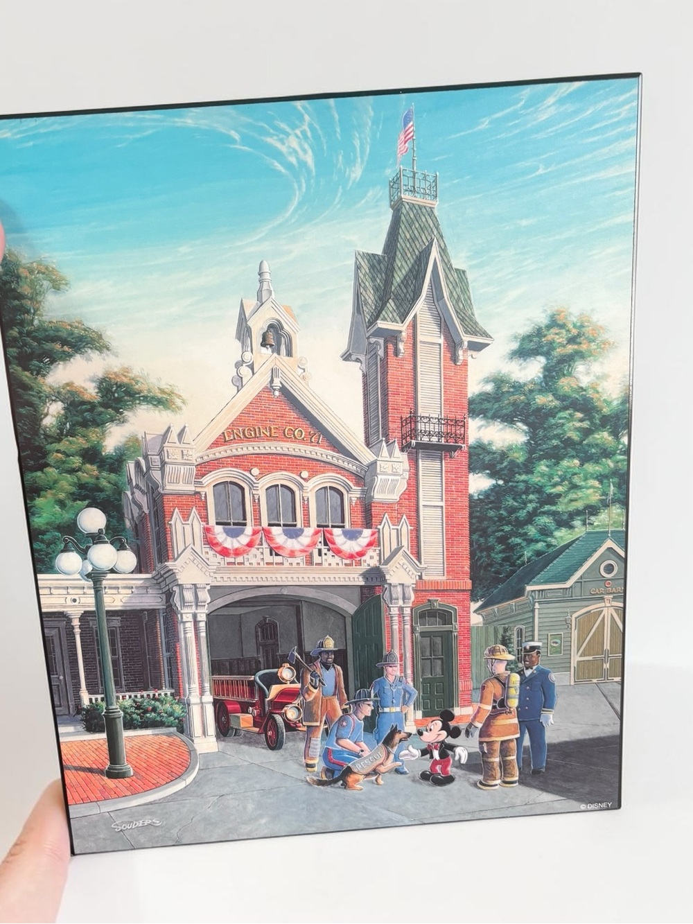 Disney Main Street Fire Station Mickey Mouse Art Plaque Souder